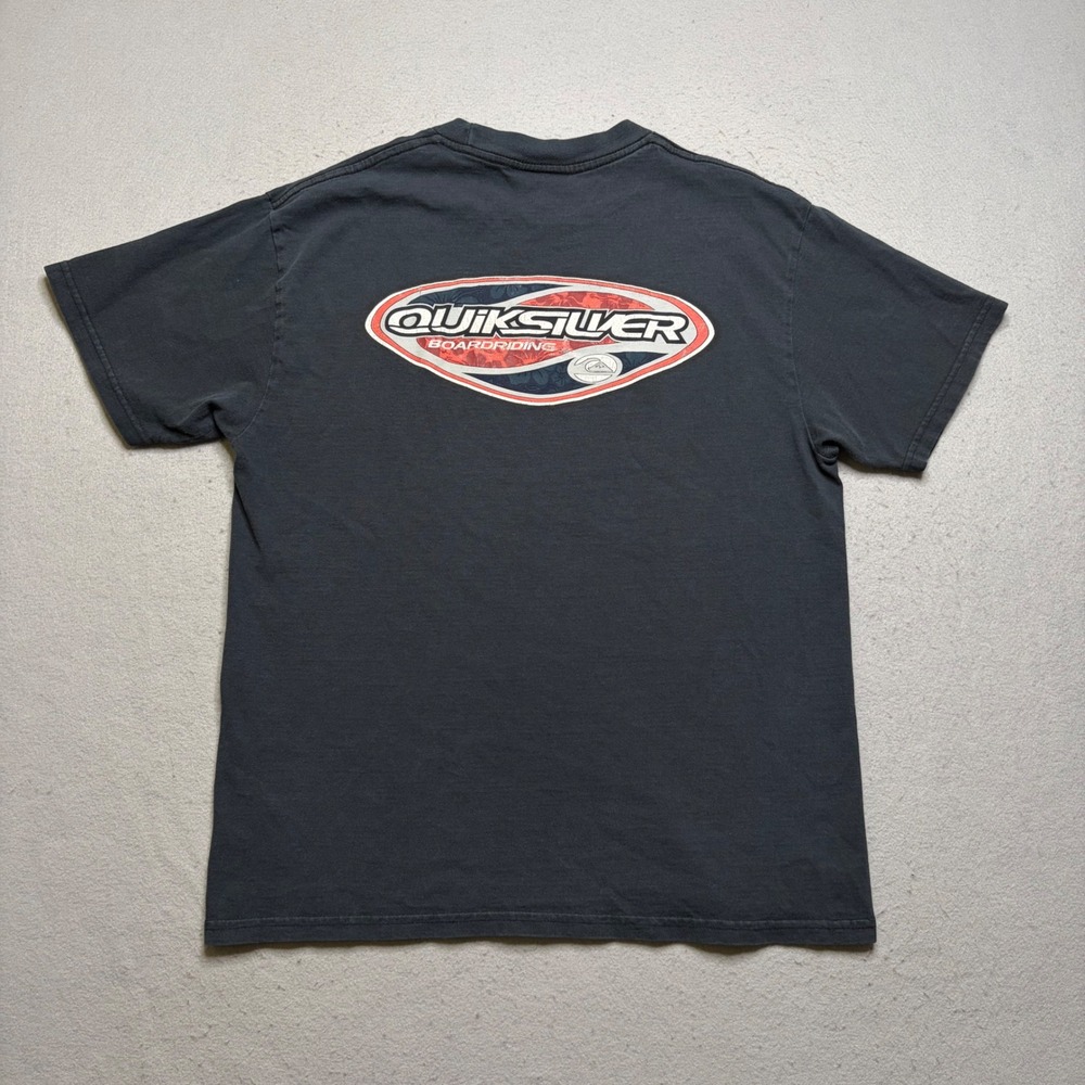 Quiksilver T-Shirt Mens Medium Black Vintage 90s Boardriding Graphic Made in USA